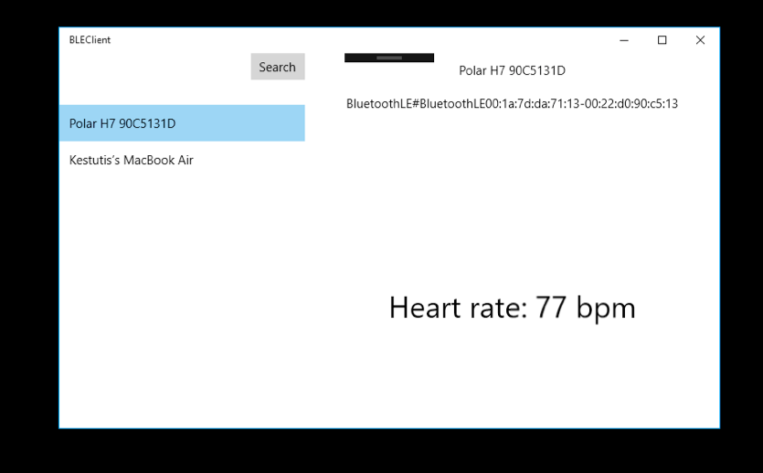 Polar H7 UWP Simple Heart Rate App